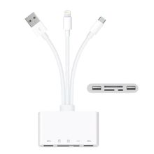 Alfais 4702 USB 3.0 Type-C Lightning to SD TF OTG 5in1 Kart Okuyucu Çevirici Dönüştürücü Adaptör