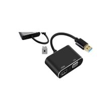 Alfais 4933 USB 3.0 To HDMI VGA 3.5 mm 1080P Monitör Genişletici Çevirici Dönüştürücü Adaptör