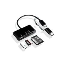 Alfais 5256 Type-C Micro USB 3 in 1 SD Microsd Kart Okuyucu OTG Çevirici Kablosu
