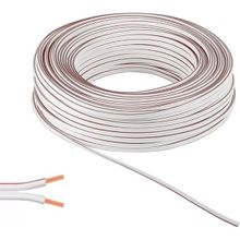 Alkan H03VH-H 2 x 0.75 mm 30 mt Tam Bakır Beyaz Bitişik Yassı Kordon Hoparlör Kablosu