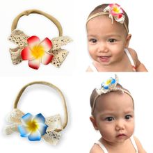 All Things Lani 2 Paket El Yapımı Hawaii Plumeria Çiçek Saç Bandı Bebekler Kız Bebekler için (Denizci + Yakut)