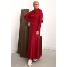 Allday 23OB60074AL0 Koyu Bordo Degaje Yaka Kapüşonlu Kadın Elbise