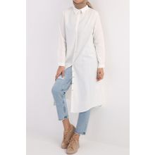 Allday 51268 Ekru Gizli Patlı Ekoseli Gömlek Tunik
