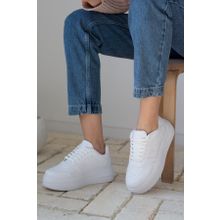 Allyup Günlük Kadın Sneaker Bağcıklı Hafif Kalın Taban Esnek Yürüyüş Suni Deri Spor Ayakkabı