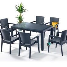 Almina Italy 90x150 Camsız Masa 6 Adet Bambu Sandalye Bahçe Masa Takımı