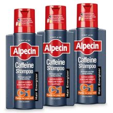 Alpecin Kafeinli C1 3x250 ml Saç Dökülmesi Güçlü Saçlar için Enerji Verici Erkekler için Doğal Saç Uzatma Şampuanı