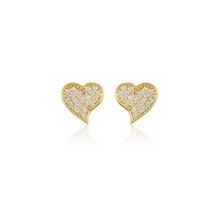 Altın Çivili 14k Gold Kalp Küpe