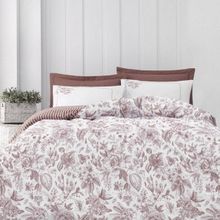 Altınbaşak Home Collection Pamuklu Ranforce Çift Kişilik Çeyizlik Kutulu 200x220 cm Beyaz Kahverengi Nevresim Takımı