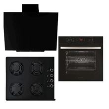 Alveus ALV MFA 627 - ALV GLS 640 - ALV BINDESIT 3'lü Siyah Cam Ankastre Set