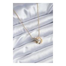 AlyaStore 316L Çelik Gold Renk 2'li Yonca Figür Zirkon Taşlı Kadın Kolye