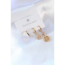 AlyaStore 316L Çelik Gold Renk Çiçek Model Zirkon Taşlı Kadın Küpe