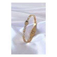 AlyaStore 316L Çelik Gold Renk Yılan Model Zirkon Taş Detay Kadın Kelepçe