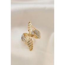AlyaStore Ayarlamalı Gold Renk Metal Zirkon Taşlı Kanat Yüzük