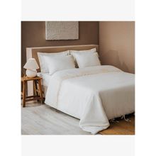 Amanda Çift Kişilik %100 Organik Pamuk Keten Dantelli Krem 200x220 cm Nevresim Takımı