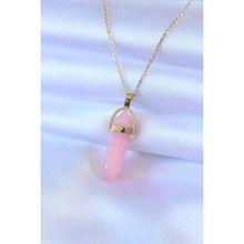 Amazeus 316L Çelik Gold Renk Kristal Pembe Taş Model Kadın kolye