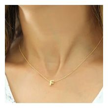 Amazeus 925 Ayar Gold 3 Boyutlu F Harf Kadın Gümüş Kolye