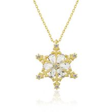 Amazeus 925 Ayar Gold Kar Çiçeği Kadın Gümüş Kolye