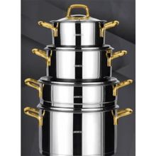 Amboss Dia - 6121 Amboss Diamond 8 Parça Altın Set Tencere