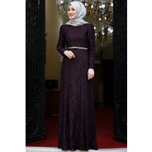Amine Hüma Hayal Abiye Mor Elbise