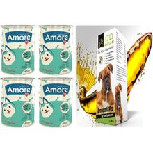 Amore 4x400 gr Puppy Kuzu Etli Yavru Köpek Konservesi + Omegavitpro 100 ml Somon Balık Yağı