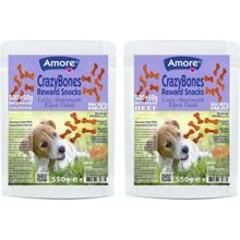 Amore Crazy Bones Somonlu ve Sığır Etli Yumuşak 550+550 gr Kemik Köpek Ödülü