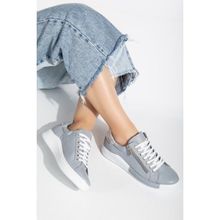 Analin Shoes 2665 Gri Gümüş Hakiki Deri Fermuarlı Kadın Spor Ayakkabı