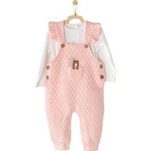 Andywawa AC23328 Pembe Kız Bebek Salopet Takım