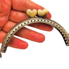 Angel Çanta Aksesuar 10.5 cm Oval Cüzdan Klipsi Cüzdan Bursu Antik Renk Kalpli Model