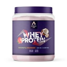 Animal Joy Whey 400 gr 16 Servis Hindistan Cevizi ve Çilek Aromalı Protein Tozu