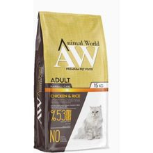 Animal World 15 kg Adult Hairball Care Chicken and Rice Tüy Yumağı Önleyici Tavuk Etli ve Pirinçli Yetişkin Kedi Maması