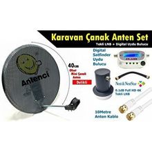 Antenci 40CM Delikli Karavan Çanak Anten Seti +Dijital Uydu Bulucu