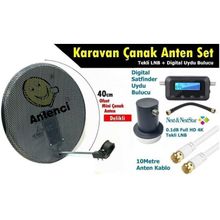 Antenci 40cm Delikli Karavan Çanak Anten Seti + Divisat Dijital Uydu Bulucu