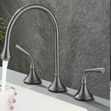 Anunnaki Modern Gri 360 Derece Döner 3 Delik 2 Kulplu Banyo Tezgah Üstü Lavabo Bataryası