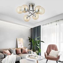 Aplika Maral 6'lı Siyah Krom Bal Camlı Modern Retro Salon Avize