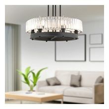 Apliqa 3925-06-BL Azalea 6'lı Siyah Kristalli Taşlı Modern Tasarım Kristal Salon Avize