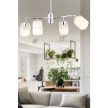 Apliqa 4102-04-CH Abbey 4'lü Krom Beyaz Camlı Yuvarlak Modern Oturma Odası Salon Avize