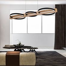 Apliqa Almina 36 Watt Siyah Yuvarlak Sıralı Ahşap Desenli Sarkıt Avize