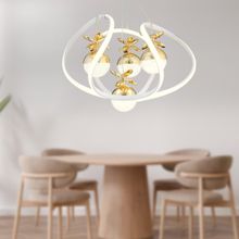 Apliqa Balca 4'lü Beyaz Gold 3 Renkli 84 Watt Ledli Modern Oturma Odası Koridor Salon Led Avize