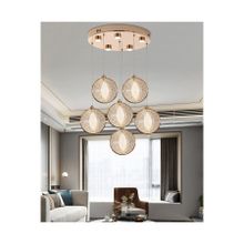 Apliqa Edward 6'lı 70 Watt Yuvarlak Gold Ledli Modern Salon Avize