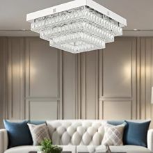 Apliqa Modina Tek Katlı Krom 3 Renkli 20 Watt Ledli 3 Renkli Kristalli Taşlı Modern Tasarım Led Kristal Salon Avize