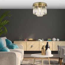 Apliqa Nilüfer 2 Katlı Küçük Eskitme Yuvarlak Kristalli Taşlı Modern Tasarım Kristal Salon Avize