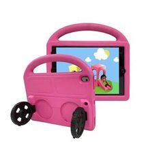 Apple iPad 10.2 8.Nesil Kırmızı Uyumlu Wheel Car Tekerlek Standlı Eğlenceli Eva Silikon Tablet Kılıfı
