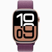 Apple Watch Series 10 GPS+Cellular 46 mm Rose Altın Alüminyum Kasa Kırmızı Erik Spor Loop Kordon Akıllı Saat