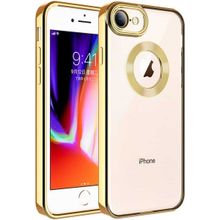 Apsuwa Apple iPhone 8 Omega Kamera Korumalı Logo Gösteren Silikon Gold Telefon Kılıfı