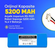 Arçelik Imperium RS 9221 5200 Mah Robot Süpürge Batarya