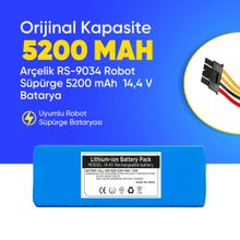 Arçelik RS-9034 14.4 Vol 5200 Mah Robot Süpürge Batarya