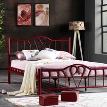 Argimo Orkide Çift Kişilik Başlıklı Yatak Odası 180x200 cm Ferforje Metal Bordo Karyola