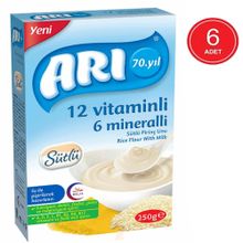 Arı 4+ Ay 6x250 gr Sütlü Ballı İrmikli Pirinç Unu Bebek Maması