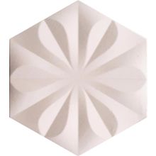 Armada Çini 15x17 cm Çiçekli Beyaz Desen Altıgen Çini Seramik Karo