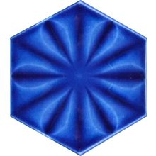 Armada Çini 15x17 cm Çiçekli Kobalt Desen Altıgen Çini Seramik Karo